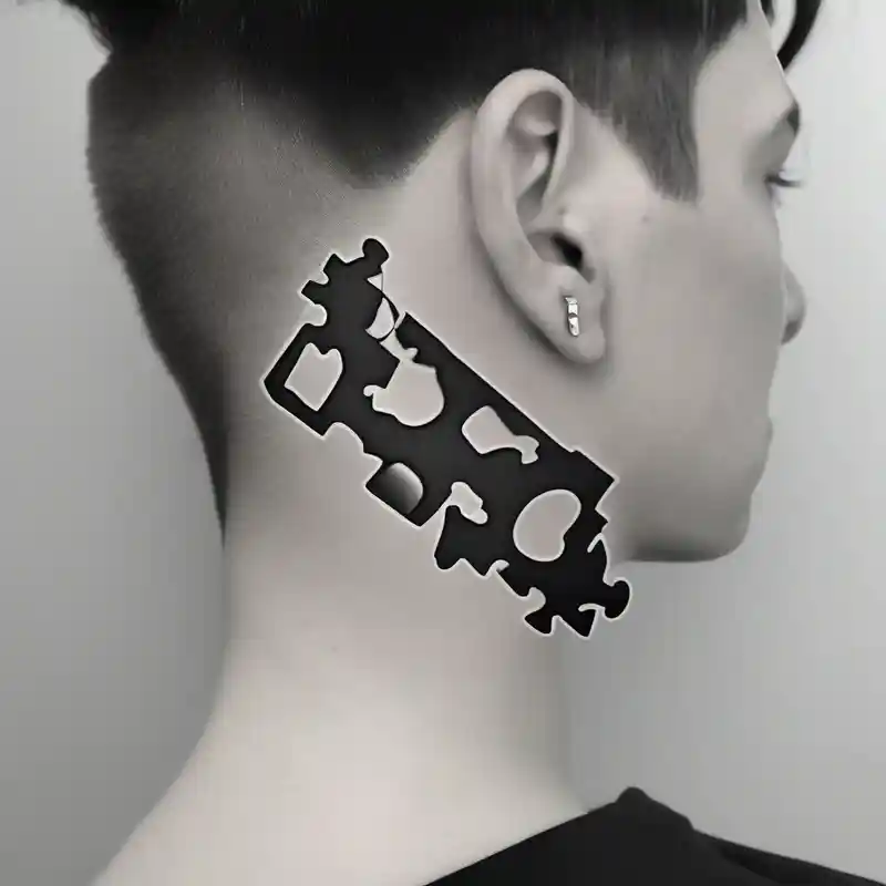 black and white style Ideas de tatuajes de pesca en 2025 about side of the neck puzzle piece tattoo where one of the pieces says Rella fishing tattoos and side of the neck puzzle piece tattoo where one of the pieces says Rella fishing tattoos